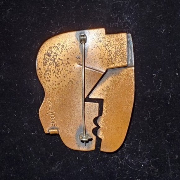 VERY RARE VINTAGE REBAJES COPPER BROOCH "THE KISS" - Picture 2 of 3